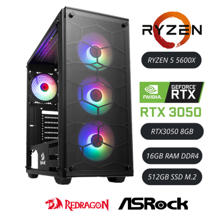 GAMING RYZEN 5 5600X RTX3050 8GB 16GB RAM 512GB M.2 REDRAGON