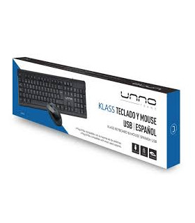 COMBO MOUSE Y TECLADO UNNO TEKNO KLASS KB6721BK USB ESPAÑOL