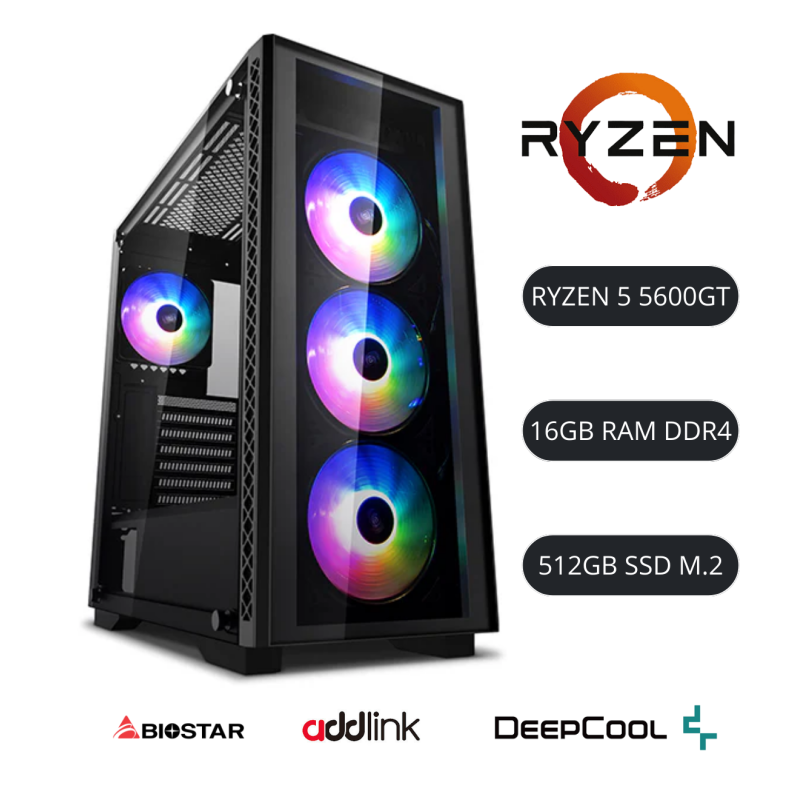 PC GAMING RYZEN 5 5600GT 16GB 512GB DEEPCOOL MATREXX 50 ADD-RGB 4F BLACK