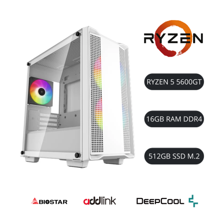 PC GAMING RYZEN 5 5600GT 16GB 512GB DEEPCOOL CC360 WHITE