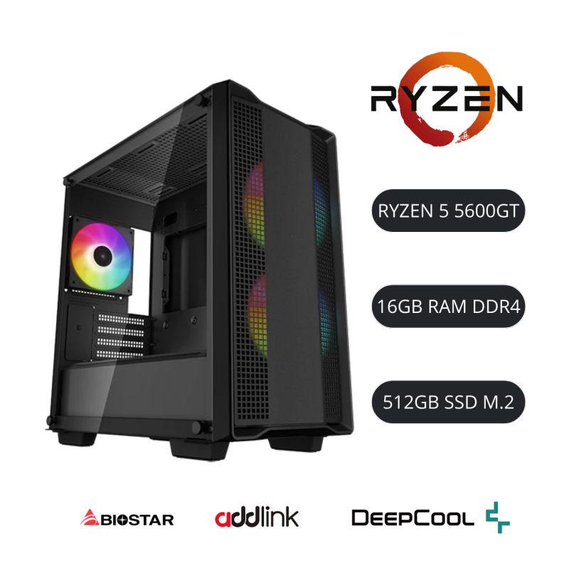 PC GAMING RYZEN 5 5600GT 16GB 512GB DEEPCOOL CC360 BLACK